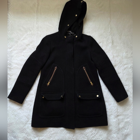 J. Crew Black Pea Coat with Gold Accents - Picture 6 of 15